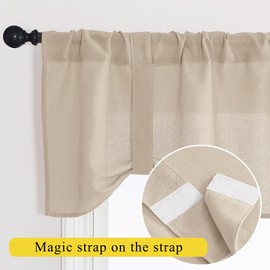 NICETOWN Valance Curtains Linen Kitchen Valance for Windows 18 Inch Farmhouse Window Valance for Living Room Bathroom Rod Pocket Country Rustic Small Window Curtains, 52" Wide, 1 Panel, Taupe