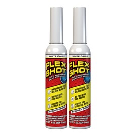 Flex Shot, Flexible Rubber Silicone Sealant, Waterproof Caulk, UV Resistant, No Caulk Gun Needed, Perfect for Kitchen, Bath, Showers, Sinks, Baseboards, White, 8oz, 2-Pack