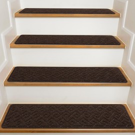 Stair Treads for Wooden Steps Indoor, 15 Pack 8" X 30" Non Slip Carpet Stair Treads with Reusable Adhesive for Kids Elders and Dogs, Surface Polyester TPR Backing Stair Rugs