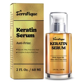 TERRAFIQUE Keratin Hair Serum - Anti Frizz Hair Serum - Keratin Leave in Conditioner - Hair Serum For Frizzy Hair with Argan Oil - Hair Straightening Serum for All Hair Types - 2 Fl. Oz.