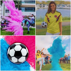 Gender Reveal Soccer Ball with Pink and Blue Powder