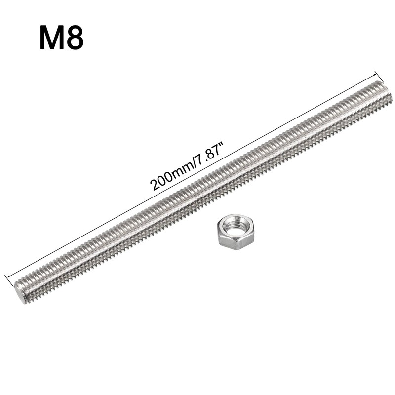 sourcing map 6 Pcs M8 x 200mm Fully Threaded Rod