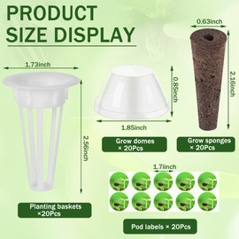 Garden Pods,DECYOOL 80pcs Hydroponic Pods Kit,Grow Anything Kit with 20 Grow Baskets,20 Grow Sponges, 20 Pod Labels,20 Grow Domes