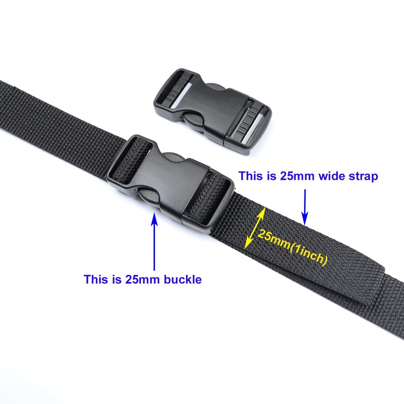 BAIWOAK 25mm Side Buckles 25mm Wide 2 Pack Double Adjustable