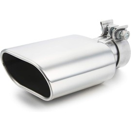 Square Exhaust Tip 3" Inlet, Coating Rectangle Exhaust Tailpipe Tip 3" x 5.5" Outlet 9.5" Long, Clamp on Design（silver）