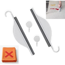 LIVOYE - 2 Pack- Tiny Mini Countertop Wiper Cleaner Squeegee with 2 Wipers and 2 Hooks , Tool for Countertops, Bathroom, Sinks, Shower, Mirror, Windows, Tiles