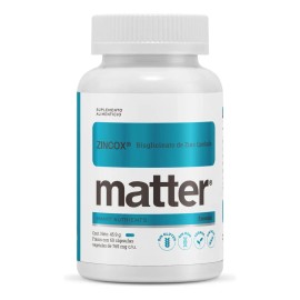 Matter Zincox Suplemento Bisglicinato Zinc Quelado Alta Absorción Azúcar Gluten Ogms Vegano Cápsulas