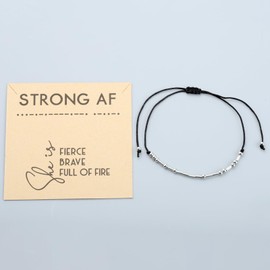 PLITI Strong AF Morse Code Bracelet Women Empowerment Gift She Is Fierce Strong Brave Full Of Fire Feminist Gift (Strong AF Morse bgU)