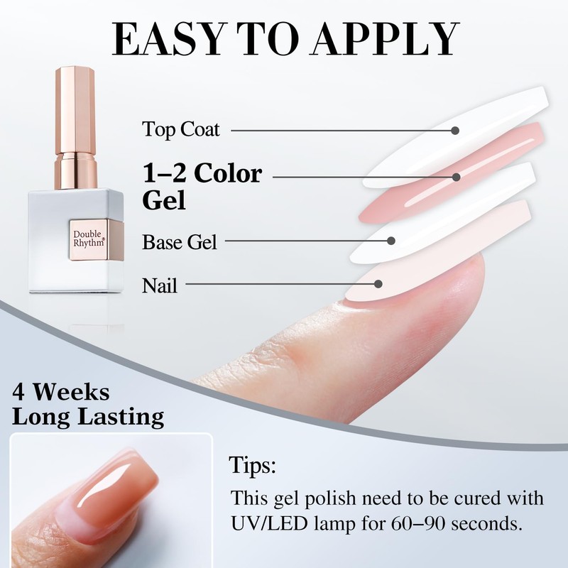 Double Rhythm Translucent Gel Polish Sheer Neutral Natural Light Milky