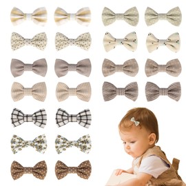JESSCAT 22 Pcs Hair Clips for Girls with Bows Flower, Fully Lined Alligator Clips and Barrettes, Fabric Handmade Barrettes Hair Accessories for Girls Baby Infants Toddler Kids, Light Color 1