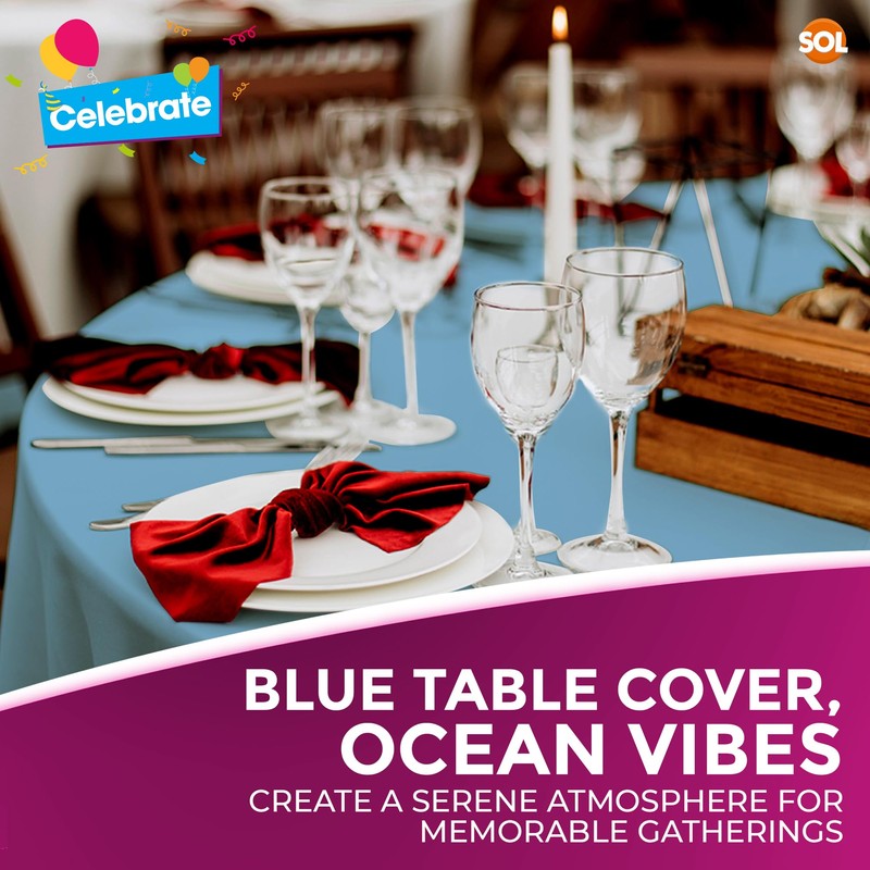 3pk Blue Round Table Cloth Disposable | 140cm Party Round