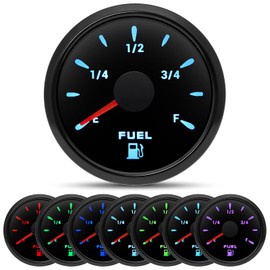 ARTILAURA Fuel Gauge 240-33ohm 2-1/16" 52mm Fuel Gas Tank Meter 7 Color for AUTO Car Boat Marine (All Black)