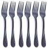 Black Dinner Fork Set, Seeshine 7.8-inch Stainless Steel Shiny Black