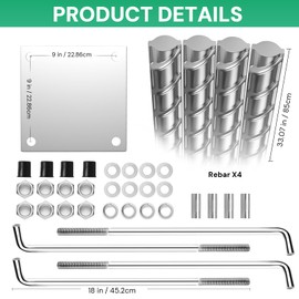 Utag 9" Basketball Hoop Anchor Kit - Universal Fit Ground Anchor Kit, Easy Relocation & Secure Stabilization, Compatible with Most Basketball Goals