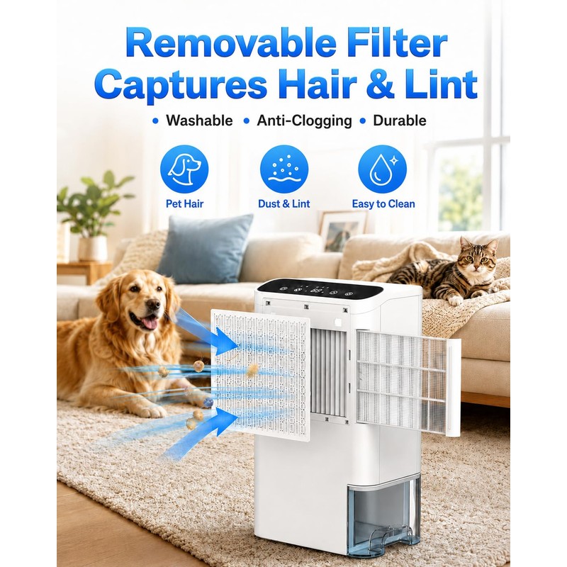 Dehumidifiers for Home & Basement, 2500 Sq.Ft Small Dehumidifier with