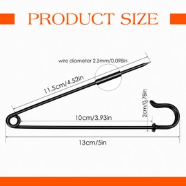 POLYHNIA Large Safety Pins, 5 inch Heavy Duty, 20 PCS Big Black Safety Pins, Jumbo for Clothes, Blankets, Thick Fabric, Decorations