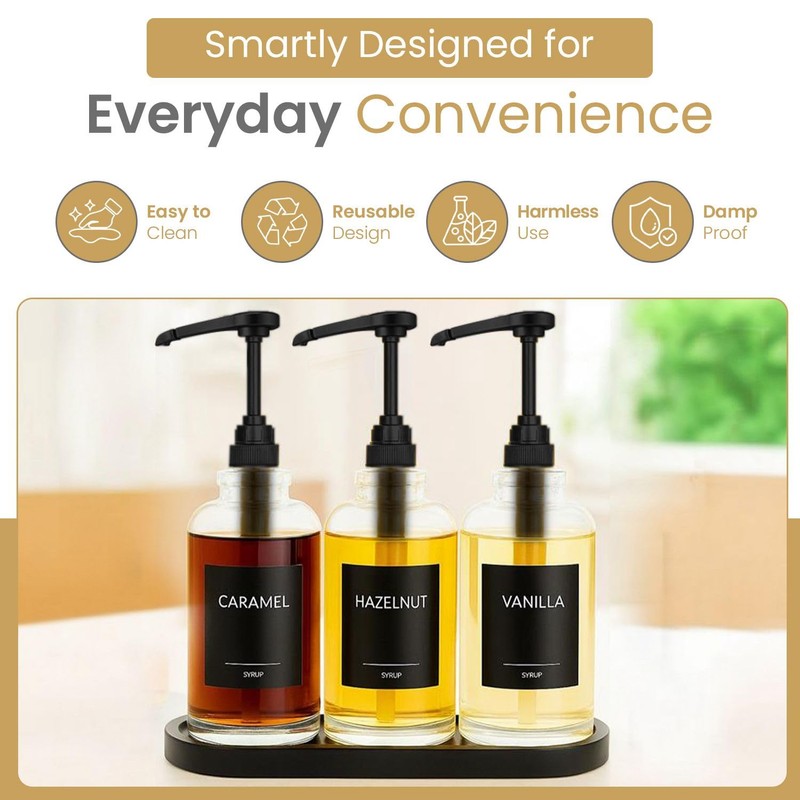 2-Pack Black Plastic Bottle Syrup Pumps – Fits 750ml /