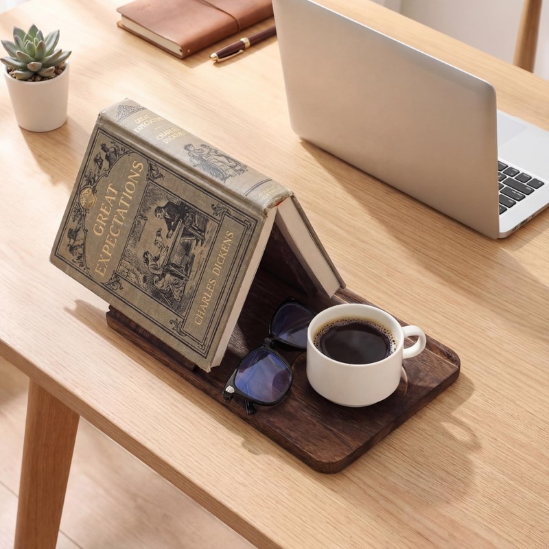 SiliFine Wooden Book Stand for Reading Rest Triangle Book Holder