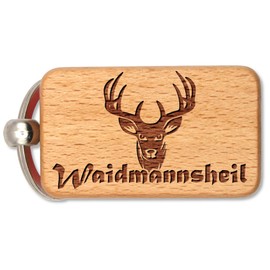 dekolaser24 - Key Ring Waidmannsheil Hunting for Men and Women Gift for Birthday or Christmas Hunting Test Hunting License, brown