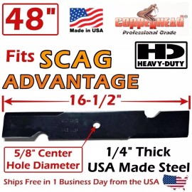 For SCAG COPPERHEAD 3-PK 48" HEAVY DUTY SCAG BLADES 482461, 481706 -USA MADE - 1/4" THICK