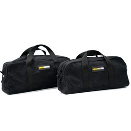 MELOTOUGH Canvas Utility Tool Tote bag Combo Kit-Includes 2 Medium Tool Organizer Bags for Electrician, Plumbing, Gardening, HVAC & More (14 inch,Black)