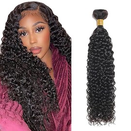 Tuheerst Water Wave Bundles, Human Hair Bundles, Black Bundles, Human Hair Weave, Brazilian Pure Human Hair Bundles, Double Weft Extensions, No Smell, No Tangle, 32 Inches