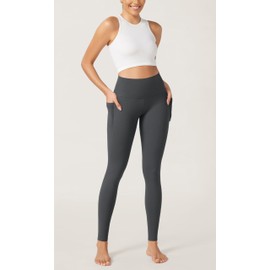 ODODOS ODCLOUD Buttery Soft Lounge Yoga Leggings with Pockets for Women Full Length 28" High Waist Yoga Pants, Charcoal, Small