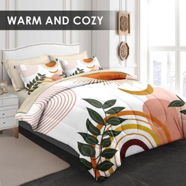 Pamnest Comforter Set Queen Size, Tarot Boho Retro 7 Pcs Bedding for Kids and Adults, Vintage Sunshine Bed Sheet Sets with Fitted Sheet 2 Pillowcase & 2 Sham for Bedroom Bed Decor