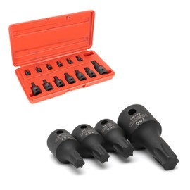 NEIKO 10281B Impact Torx Bit Socket Set, 1/4", 3/8" and 1/2" Drive, 6 Point Star Sockets, Heavy Duty Impact Grade Cr-Mo, T10 to T60 High Impact, Professional Grade Auto & Motorcycle Mechanic Socket