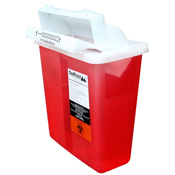 Oakridge 5 Quart Sharps Container (20 Pack) Mailbox Style lid
