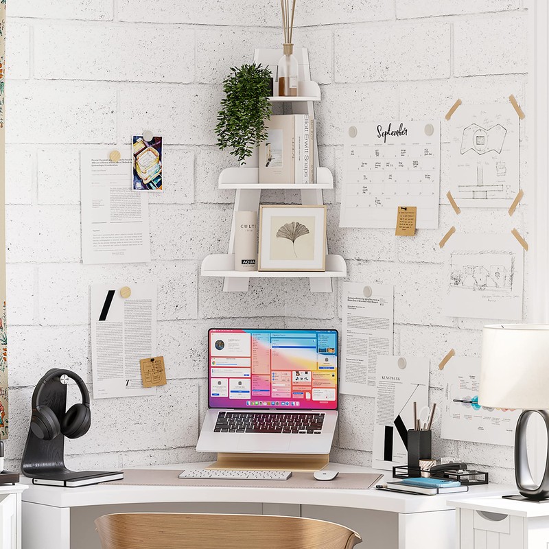 RiverRidge Kids Corner Ladder Shelf - 3-Tier Display Case for