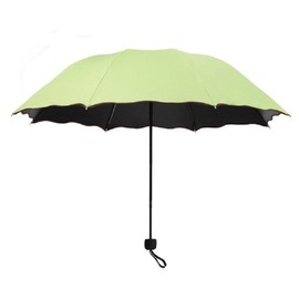 UV Protection, Sun or Rain, Sun Parasol, Trifoldable, Large, Lightweight, Cute Floral Print When Wet Umbrella with Hair Elastic Set, 6 Colors Available, apple green