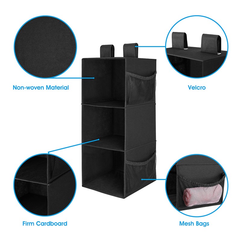 MAX Houser 3-Shelf Hanging Closet Organizer, Hanging Sweater Organizer, Foldable