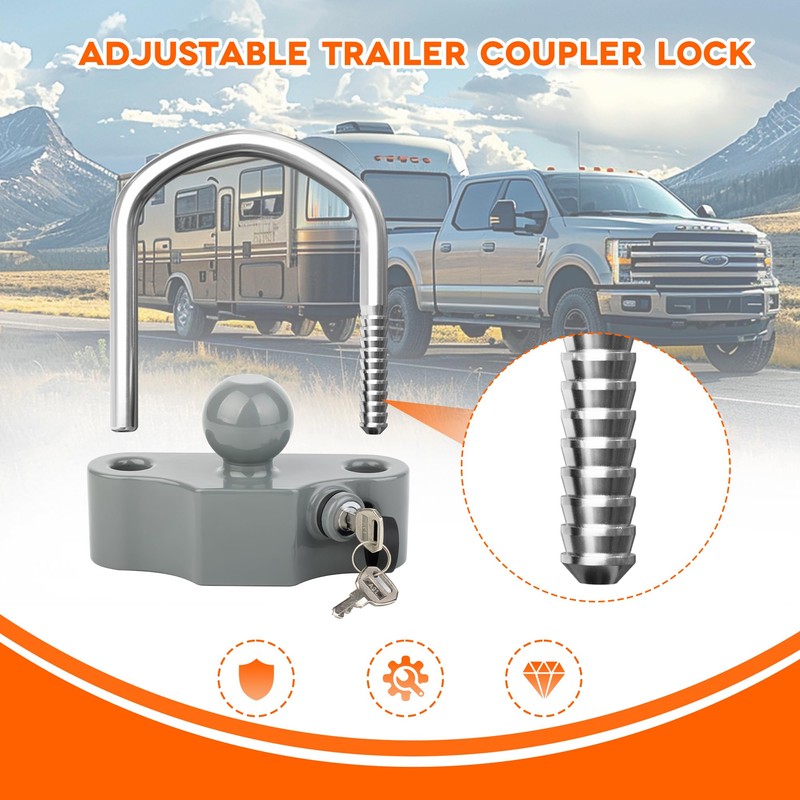 DEEAGLE Trailer Coupler Lock, Heavy Duty Trailer Hitch Lock Fits