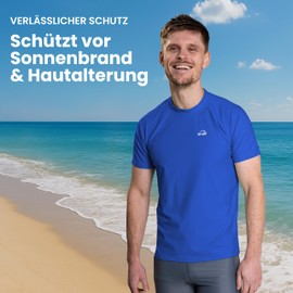 IQ UV Men's Short-Sleeved UV T-Shirt, Casual, Blue from Europe, TÜV Tested, l