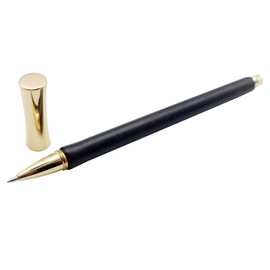 Gullor Handcrafted Wooden Liquid Ink Rollerball Pen A807, Golden Pen Cap, Creative Gift Pen, Black