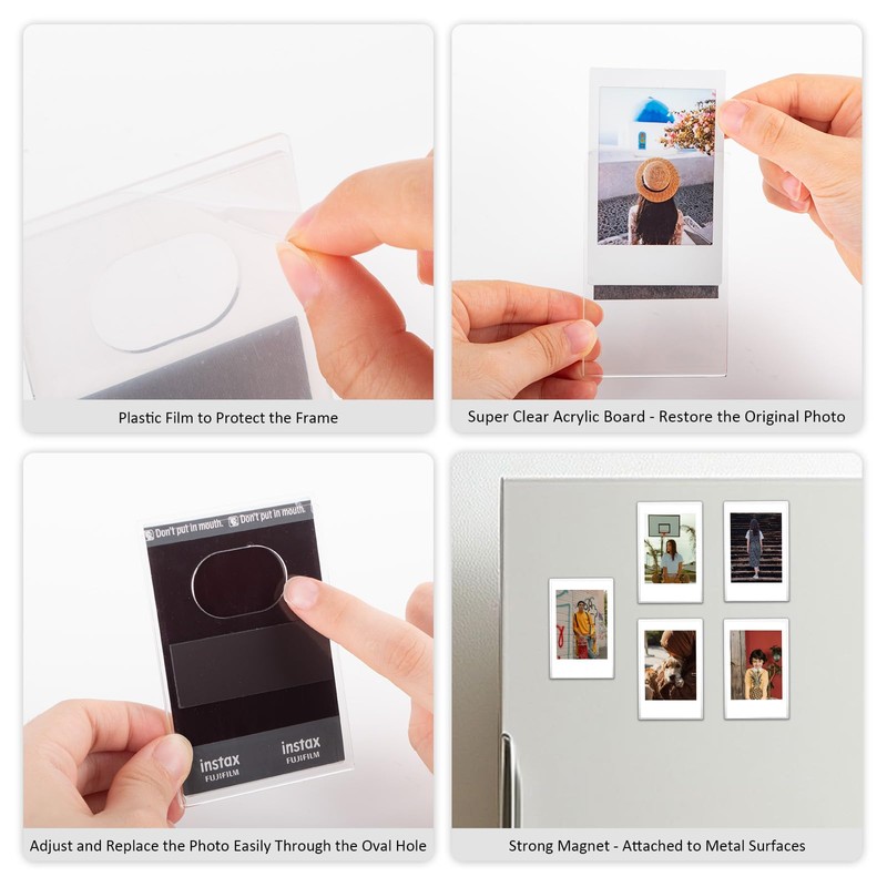 HIYQIN 5 Packs Acrylic Fridge Magnetic Frame for Instax Mini