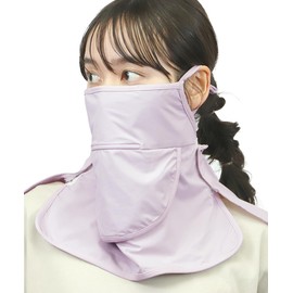 [Ｌｏｏ＆ｃ] ルーアンドシー UVカット フェイスカバー UPF50+ 遮光100％ 接触冷感 紫外線対策マスク 息苦しくない フェイスマスク ひんやり クール ネックカバー ネックガード つける日傘 日焼け防止 花粉症対策 布マスク【フリー-パウダーピンク】