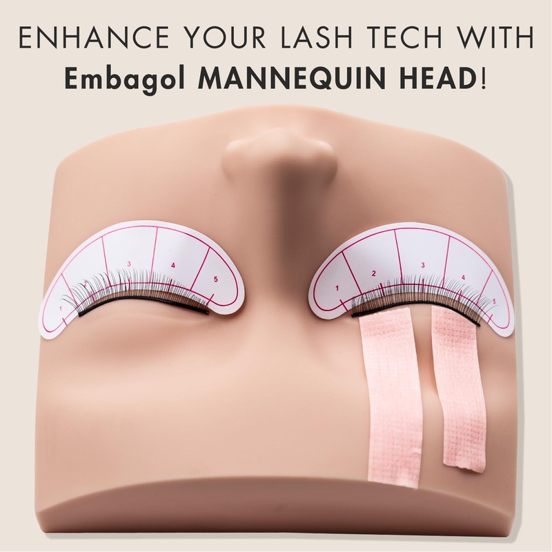 Embagol Lash Mannequin Head For Eyelash Extension, Lash Extension Practice