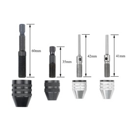 TOVOT 4PCS Keyless Drill Chuck Quick Change Adapter 1/4" Hex Shank 1/8" 1/16" Round Shank Drill Chucks Set