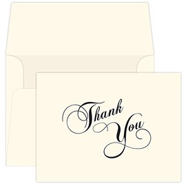 Cream Thank You Note Cards & Envelopes - 25 Sets - 5" x 7" - Perfect for Your Wedding, Baby Shower, Business, Graduation, Bridal Shower, Birthday, Engagement, Etc. - This is not a fold Over Card