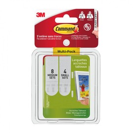 Command™ Picture Mounting Strips 17203 Size M and S White Value Pack 8 × Size M + 4 × Size S