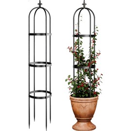 Idzo Trellis for Climbing Plants Outdoor, Garden Trellis Steel, Obelisk Design Stone Coated, 72 in Upgrade 2025, Vertical Support for Climbing Plants, Decorative for Outdoor & Indoor Use