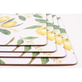 House and Home Cork Placemats 16 x 12-Inch Set of 4 (Lemons Print)