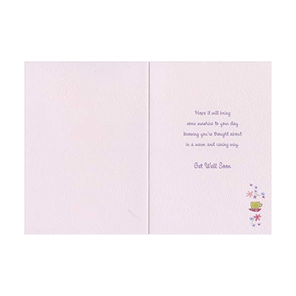 Designer Greetings Pink Teapot with Yellow Flowers Get Well Card for Someone Special