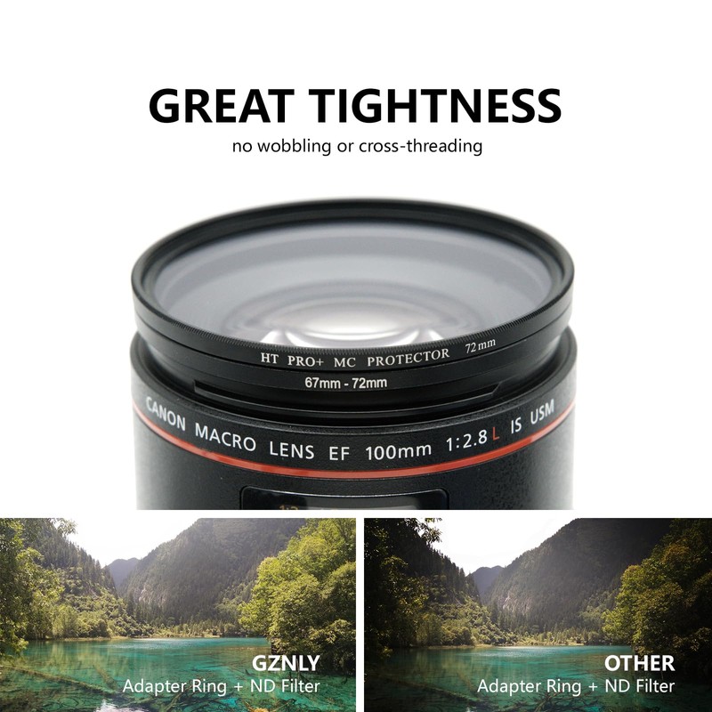 82mm to 72mm Step Up Ring Filter Adapter Black Metal