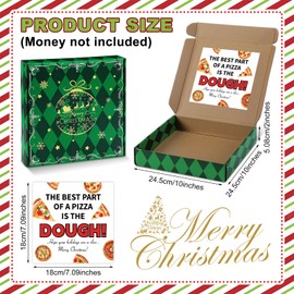Fullhawl 2 Pcs Christmas Money Pizza Box Gift 10 x 10 x 1.97 Inch Box for Cash Gift Boxes for Cash Funny Holder for Surprise Birthday Wedding Party (Money Not Included)(Green)