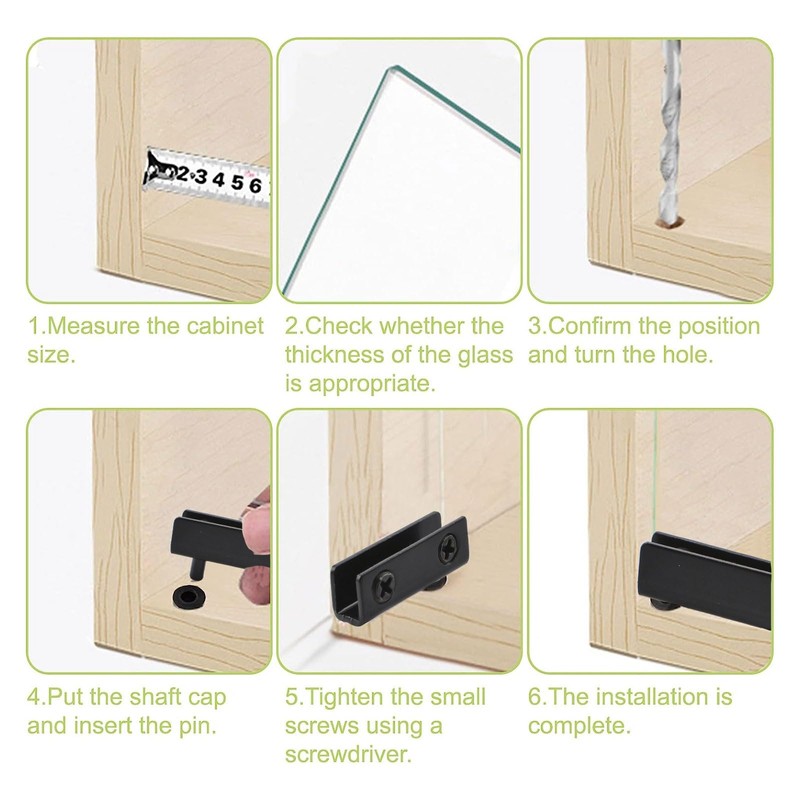 UFURMATE Glass Door Hinge, 8Pcs Black Frameless Glass Door Pivot