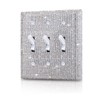 Shiny Silver Rhinestones Wall Plate Cover Triple Toggle Light Switch