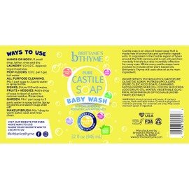 Brittanie's Thyme Pure Castile Liquid Soap Refill | For Hair & Body, Gentle and Pure, Made with Natural Luxurious Oils, Vegan & Gluten Free Non-GMO (Baby, 32 oz (Pack of 2))